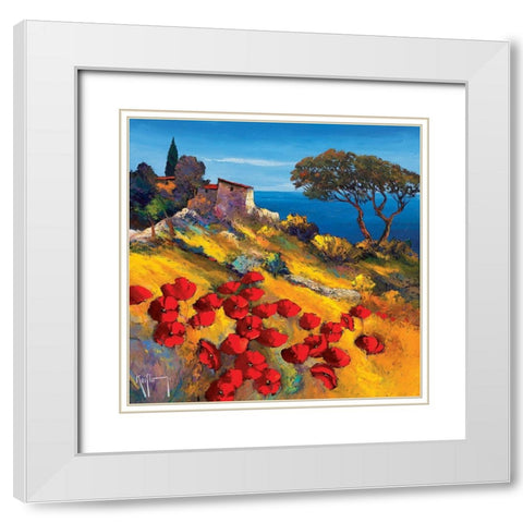 Soleil couchant White Modern Wood Framed Art Print with Double Matting by Keiflin, Roger
