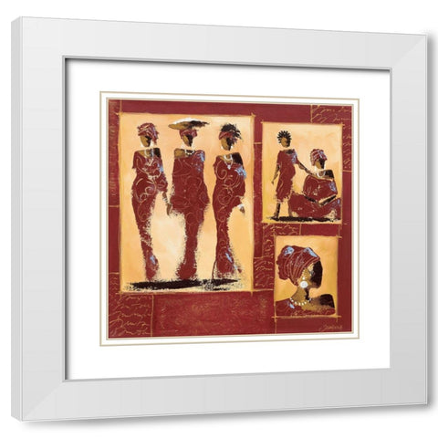Composition Afrique I White Modern Wood Framed Art Print with Double Matting by Johanna