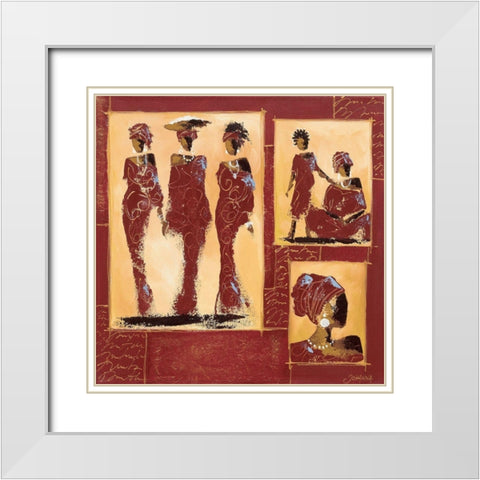 Composition Afrique I White Modern Wood Framed Art Print with Double Matting by Johanna
