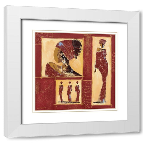 Composition Afrique II White Modern Wood Framed Art Print with Double Matting by Johanna