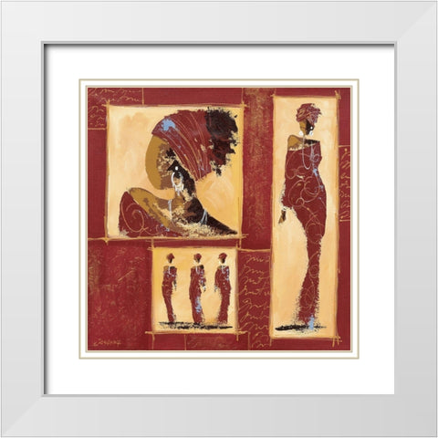 Composition Afrique II White Modern Wood Framed Art Print with Double Matting by Johanna