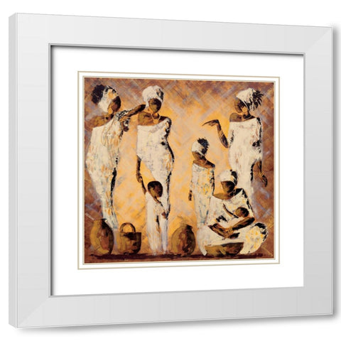 Jeu de regards White Modern Wood Framed Art Print with Double Matting by Johanna