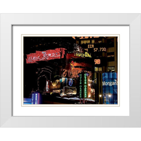 Times Square la nuit White Modern Wood Framed Art Print with Double Matting by Setboun, Michel