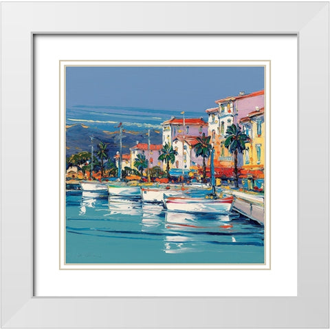 Port de Calvi White Modern Wood Framed Art Print with Double Matting by Corbiere
