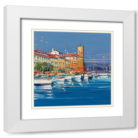 Port de la Ciotat White Modern Wood Framed Art Print with Double Matting by Corbiere
