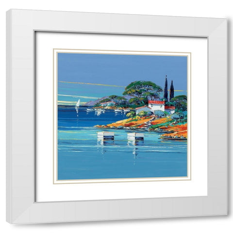 Cap dAntibes White Modern Wood Framed Art Print with Double Matting by Corbiere