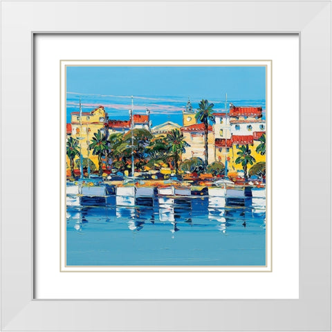 Port de Bandol White Modern Wood Framed Art Print with Double Matting by Corbiere