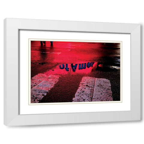 NY Reflets IV White Modern Wood Framed Art Print with Double Matting by Setboun, Michel