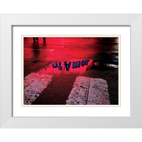 NY Reflets IV White Modern Wood Framed Art Print with Double Matting by Setboun, Michel