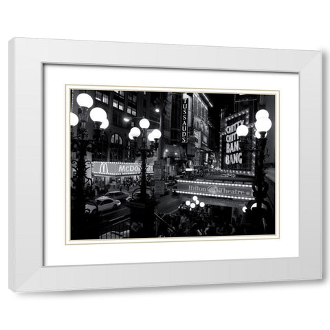 42nd Street Theater District, NandB White Modern Wood Framed Art Print with Double Matting by Setboun, Michel