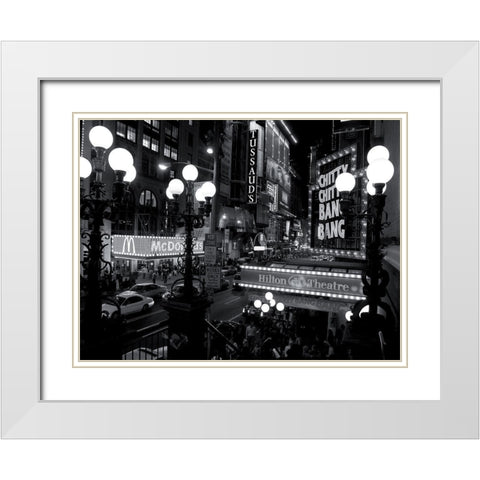 42nd Street Theater District, NandB White Modern Wood Framed Art Print with Double Matting by Setboun, Michel