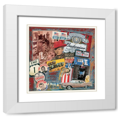 Budweiser White Modern Wood Framed Art Print with Double Matting by Sigrid, M.