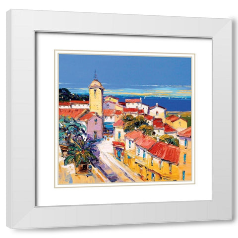 Ramatuelle White Modern Wood Framed Art Print with Double Matting by Corbiere