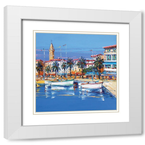 Sanary White Modern Wood Framed Art Print with Double Matting by Corbiere