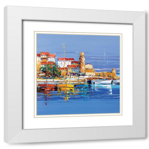 Collioures  White Modern Wood Framed Art Print with Double Matting by Corbiere