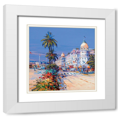 Nice White Modern Wood Framed Art Print with Double Matting by Corbiere