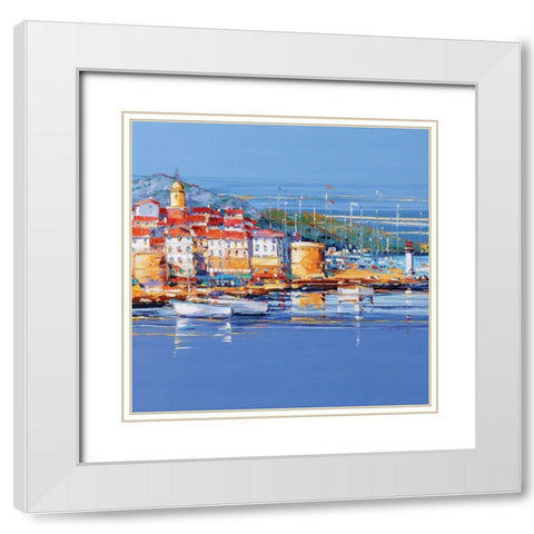 St. Tropez White Modern Wood Framed Art Print with Double Matting by Corbiere