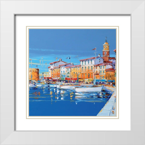Voiliers a St.Tropez White Modern Wood Framed Art Print with Double Matting by Corbiere