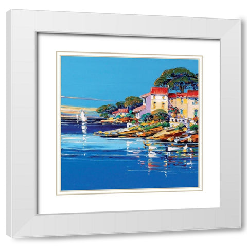 La co^te dazur II White Modern Wood Framed Art Print with Double Matting by Corbiere