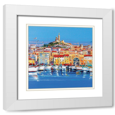 Notre Dame de la Garde White Modern Wood Framed Art Print with Double Matting by Corbiere