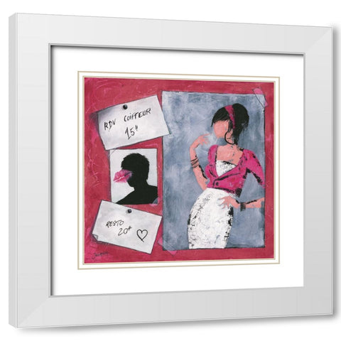 Me´mo I White Modern Wood Framed Art Print with Double Matting by Johanna