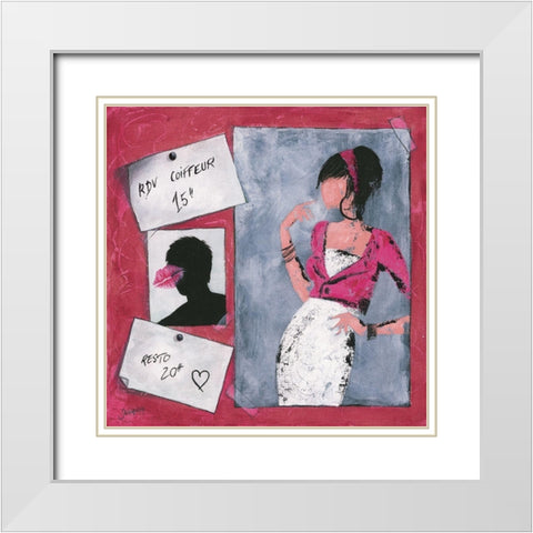 Me´mo I White Modern Wood Framed Art Print with Double Matting by Johanna