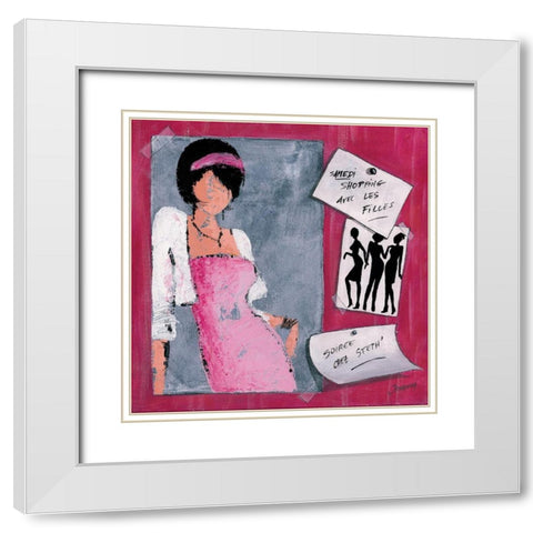 Me´mo II White Modern Wood Framed Art Print with Double Matting by Johanna
