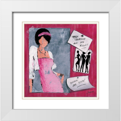 Me´mo II White Modern Wood Framed Art Print with Double Matting by Johanna