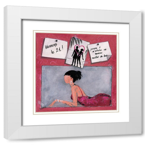 Me´mo III White Modern Wood Framed Art Print with Double Matting by Johanna