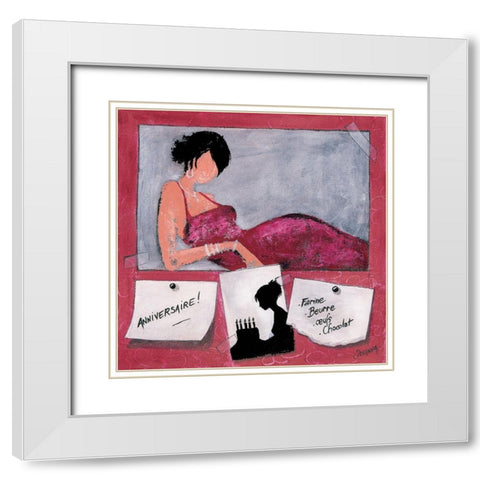 Me´mo IV White Modern Wood Framed Art Print with Double Matting by Johanna
