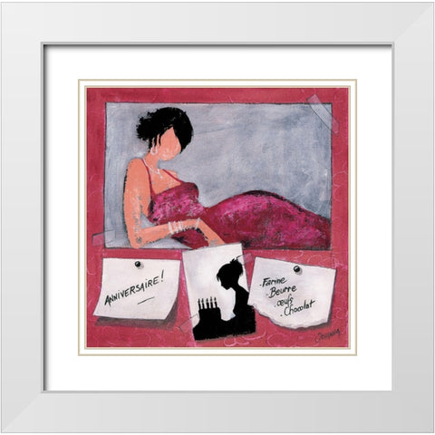 Me´mo IV White Modern Wood Framed Art Print with Double Matting by Johanna