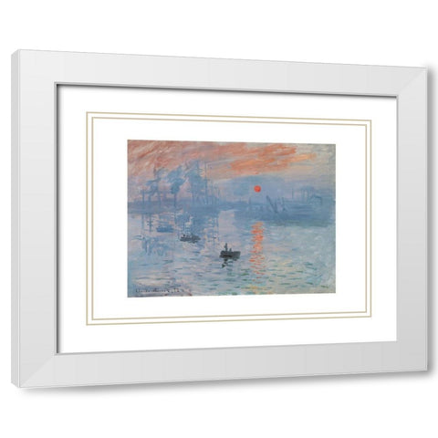 Impression, soleil levant White Modern Wood Framed Art Print with Double Matting by Monet, Claude