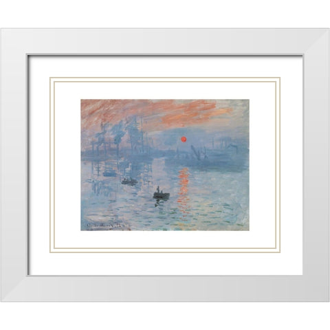 Impression, soleil levant White Modern Wood Framed Art Print with Double Matting by Monet, Claude
