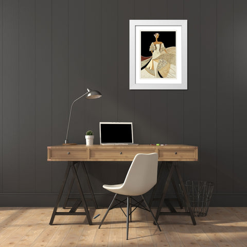 Clarisse White Modern Wood Framed Art Print with Double Matting by Loesch, Elisabeth