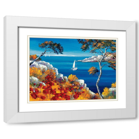 Promenade vers les calanques White Modern Wood Framed Art Print with Double Matting by Keiflin, Roger