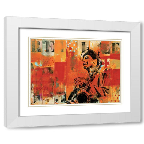 Jazz II White Modern Wood Framed Art Print with Double Matting by Vieux, Thierry