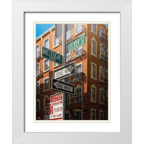Bleecker Street White Modern Wood Framed Art Print with Double Matting by Peyret, Eric