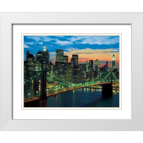 Downtown, Manhattan White Modern Wood Framed Art Print with Double Matting by Setboun, Michel