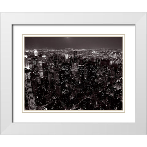 Manhattan Est et le Queens White Modern Wood Framed Art Print with Double Matting by Setboun, Michel