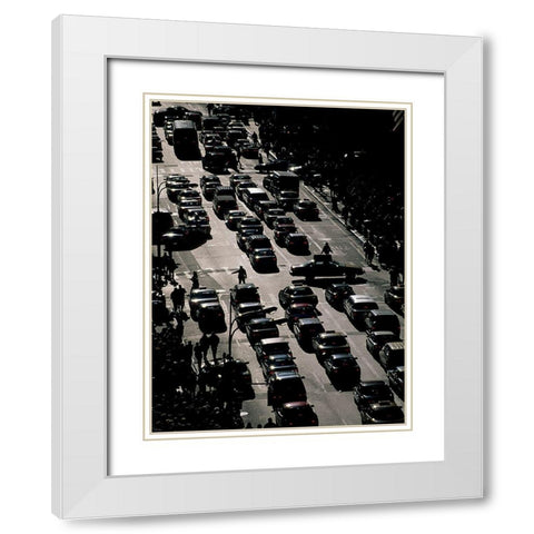 5eme Avenue, Manhattan White Modern Wood Framed Art Print with Double Matting by Setboun, Michel
