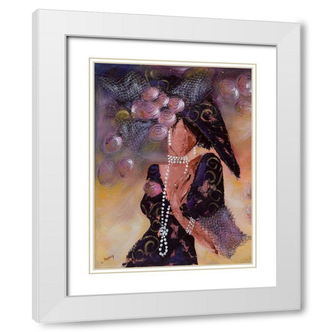 Elegantes aux perles I White Modern Wood Framed Art Print with Double Matting by Johanna