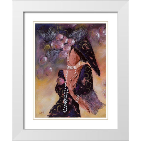 Elegantes aux perles I White Modern Wood Framed Art Print with Double Matting by Johanna