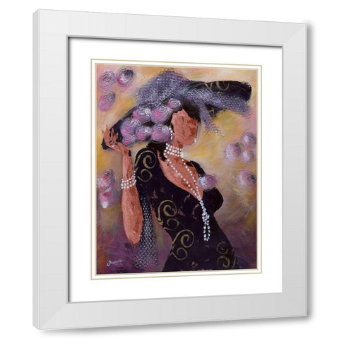 Elegantes aux perles II White Modern Wood Framed Art Print with Double Matting by Johanna