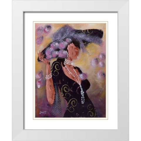 Elegantes aux perles II White Modern Wood Framed Art Print with Double Matting by Johanna
