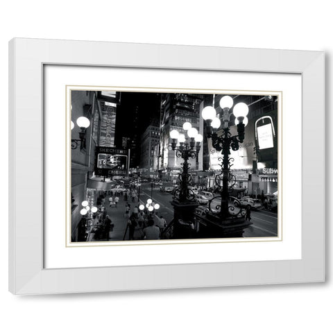 42nd Street at night White Modern Wood Framed Art Print with Double Matting by Setboun, Michel