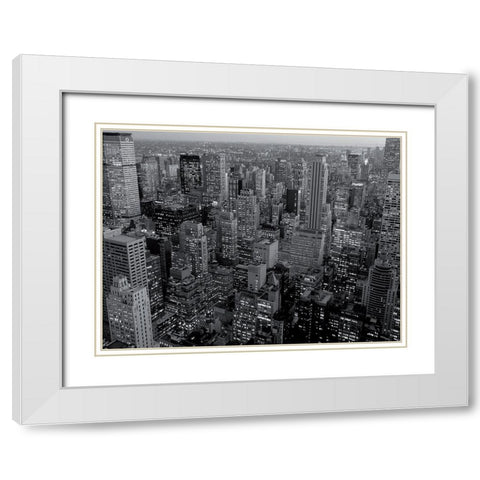 Manhattan Downtown White Modern Wood Framed Art Print with Double Matting by Setboun, Michel