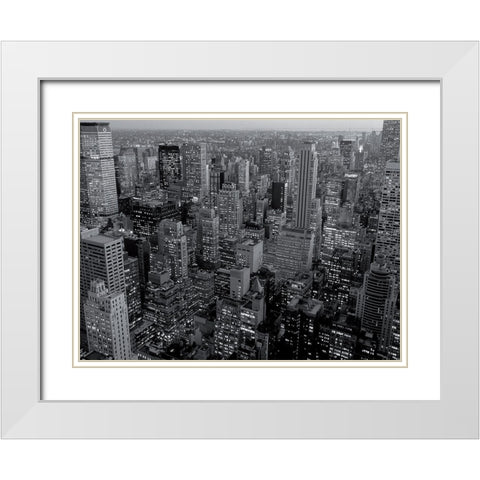 Manhattan Downtown White Modern Wood Framed Art Print with Double Matting by Setboun, Michel