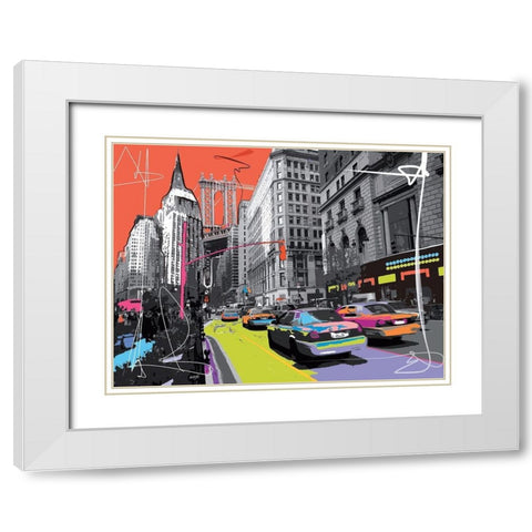 New York Empire State White Modern Wood Framed Art Print with Double Matting by Tandem