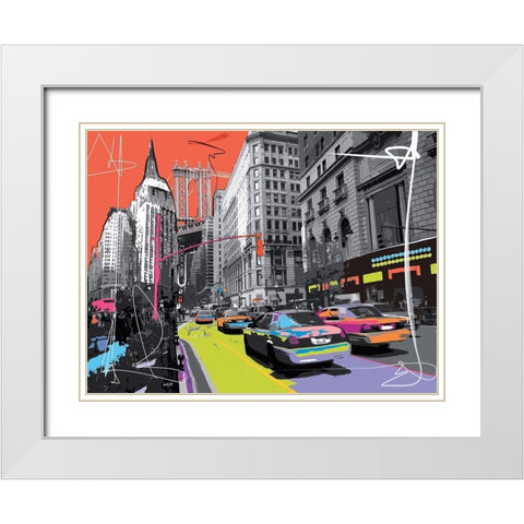 New York Empire State White Modern Wood Framed Art Print with Double Matting by Tandem