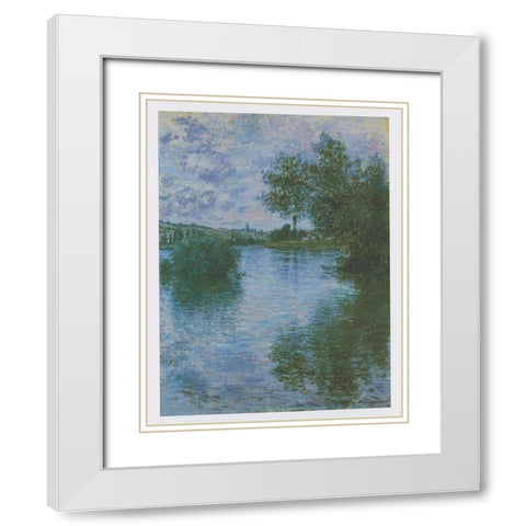 Vetheuil White Modern Wood Framed Art Print with Double Matting by Monet, Claude